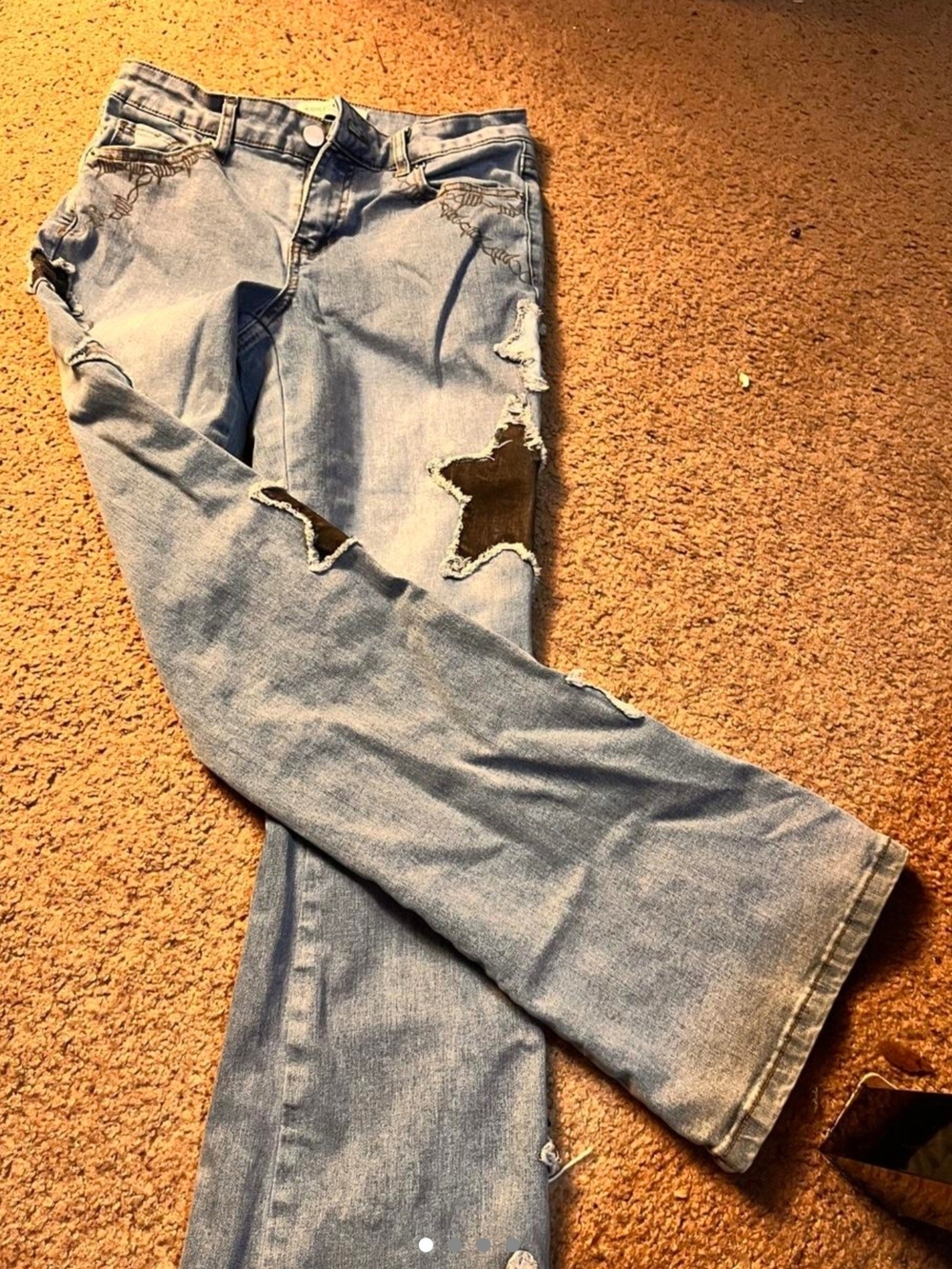 Ashley Mason Light Blue Flare Jeans with Star Patch
